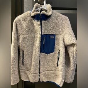 Patagonia Retro-x Kids Fleece Jacket - Cream and Blue